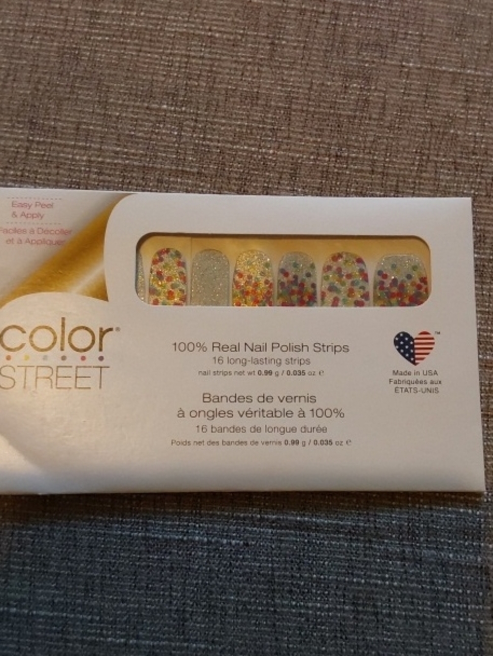 Color Street Silver Glitter Nail Polish Strips with Multicolor Confetti